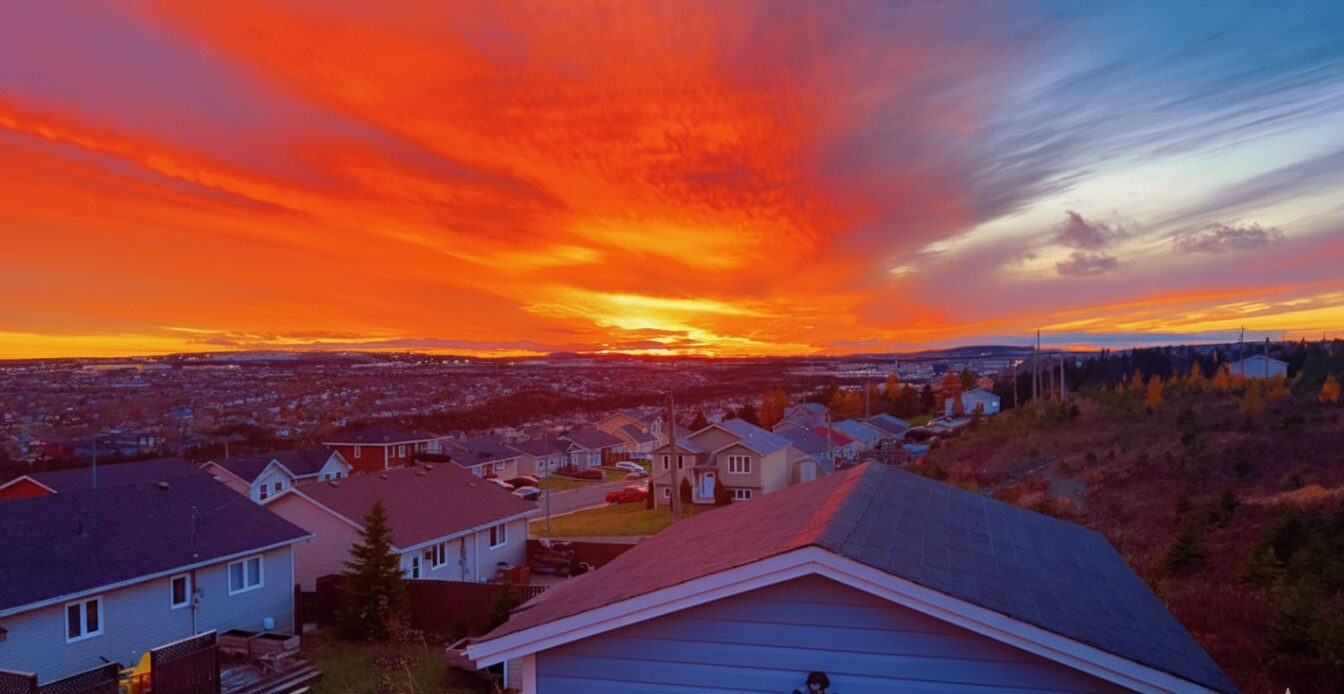 Sunset view over St. John's from the shared deck